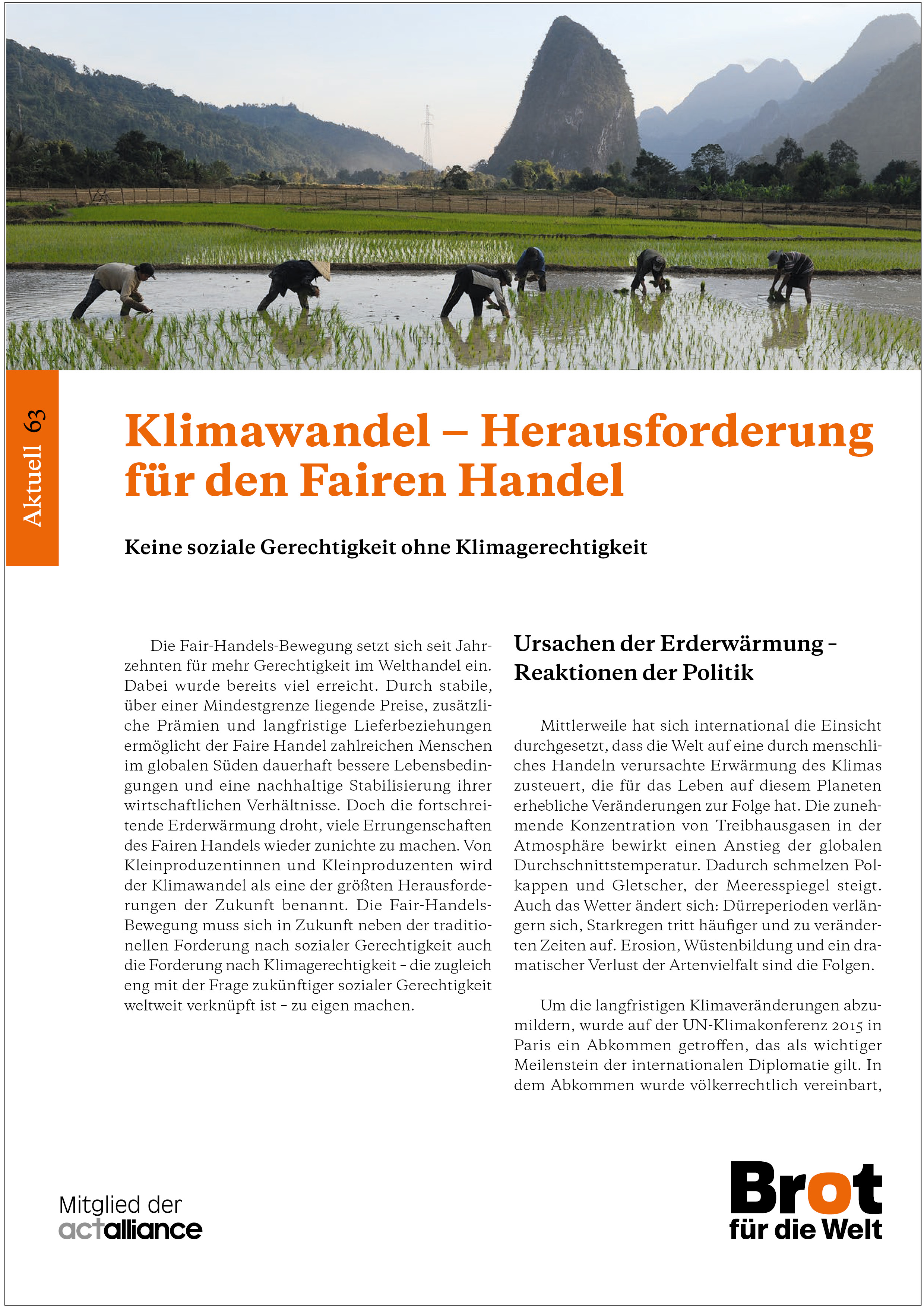 Aktuell 63: Klimawandel - Herausforderung für den Fairen Handel