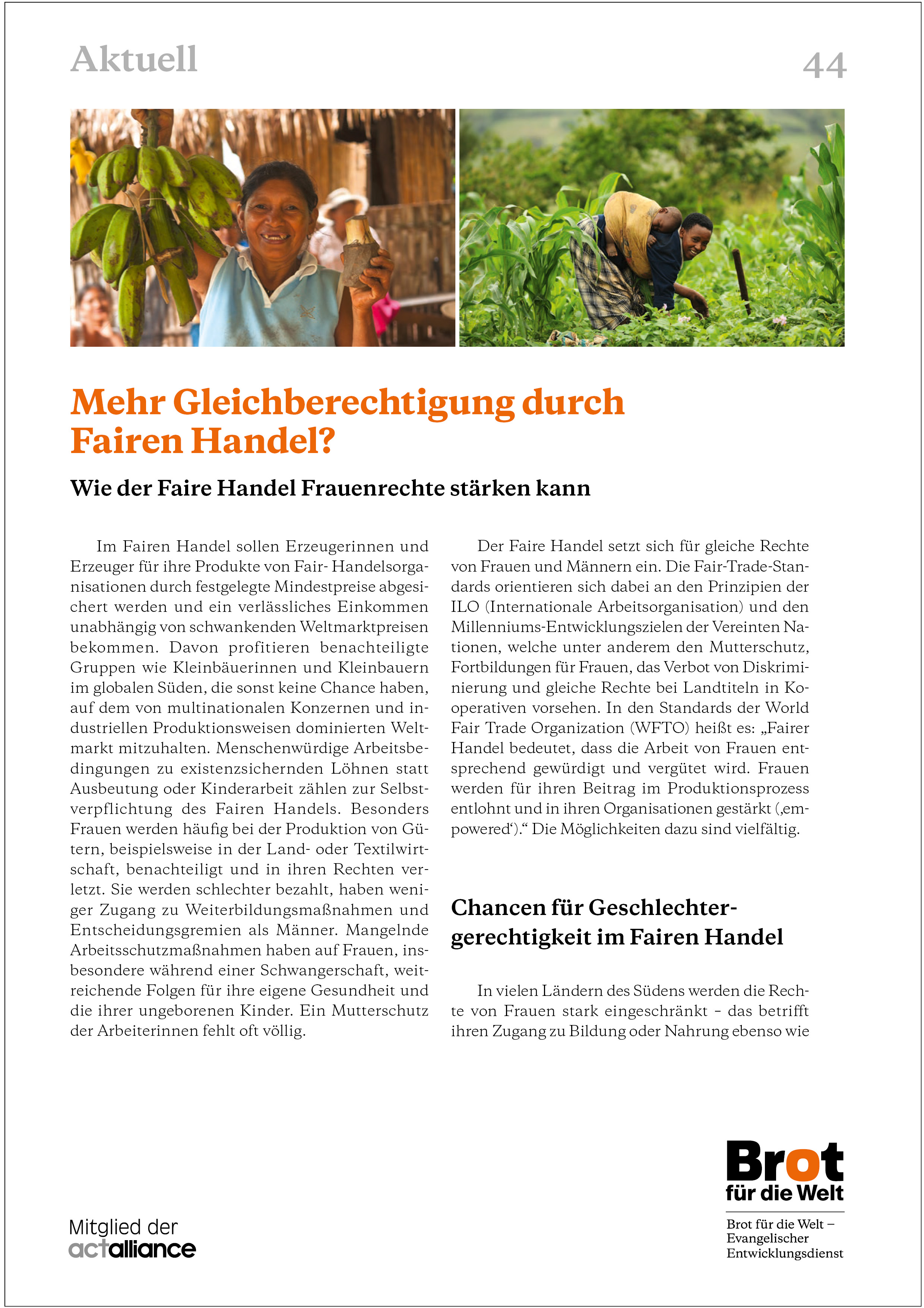 Aktuell 44: Mehr Gleichberechtigung durch Fairen Handel?